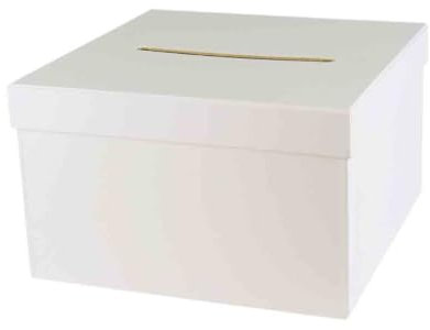MegaCrea DIY Urne en Carton carrée pour cagnotte Cadeau 24,5 cm, Blanc