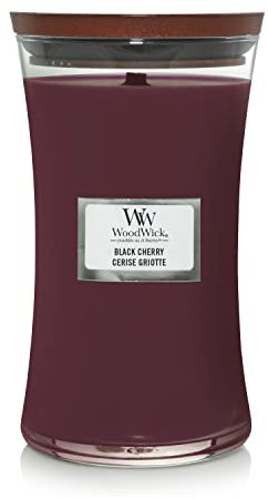 Ellipsenförmige WoodWick Duftkerze mit knisterndem Docht Black Cherry, bis zu 50 Stunden Brenndauer, 610g
