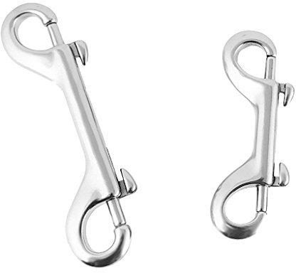 Sanmum 2 Stück Doppelkarabiner Karabinerhaken Karabiner Doppel Schnapphaken Tauchen Snap (Silber, 65mm)