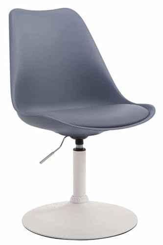 CLP Esszimmerstuhl Maverick Kunststoff I höhenverstellbarer Lehnstuhl I Drehstuhl mit Trompetenfuß I Sitzhöhe von ca. 43-48 cm - Farbe grau Gestell Farbe weiß
