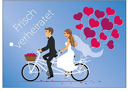 Ballonflugkarten zur Hochzeit - 50 Stück - gelocht, schöne leichte Ballonkarten mit Herzmotiv für einen weiten Flug im Postkarten-Format für Luftballons - Herzluftballons Hochzeit, beidseitiger Druck