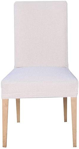 EBETA 4 Pezzi coprisedie con Schienale, Elasticizzato Copertura della Sedia, Copertura Fodera, Banchetto Sedia Sedile Slipcover Cerimonia di Nozze Posate da (Bianco Avorio, 4 Pezzi)