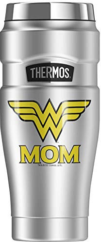 Wonder Woman Wonder Mom Logo, THERMOS STAINLESS KING Stainless Steel Travel Tumbler, Vacuum insulated & Double Wall, 16oz