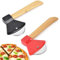 2Pcs Rotella Tagliapizza, Taglierina per Pizza in Acciaio Inossidabile Creativo Ascia, Rotella Pizza con Salvalama e Manico bambu, per Pizza Strumenti per Tagliare La Ruota della Pizza( Nero,Rosso)