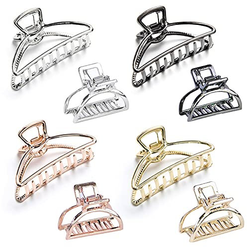 VEGCOO 8 Stück Metall Haarklammern, 4 cm Klein und 7,5 cm Groß Sichelförmige Haarspange, Rutschfeste Haarspange für Mädchen und Frauen