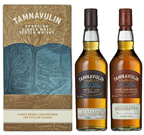 Tamnavulin Single Malt Scotch Whisky Double Cask and Sherry Cask Gift Pack | 2 x 50cl | Amazon Exclusive Whisky Gift Set | The Signature Speyside Malt | 40% vol