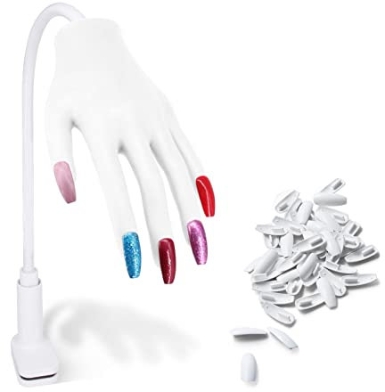 Übungshand Für Nageldesign, Silikon Hand Professionelles Übungsfinger für Nageldesign Gelnägel Fake Hand Maniküre (Weiß)