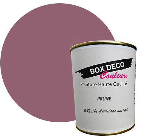 BOX DECO COULEURS Peinture carrelage et faïence murale à base de laque polyuréthane mono-composante aspect velours-satin Aqua carrelage - 750 ml / 7.5m², Violet Prune