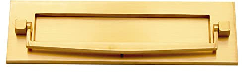Solid Brass Victorian Heavy Sprung Traditional Letter Plate with Door Knocker 255 x 76mm - Polished Brass
