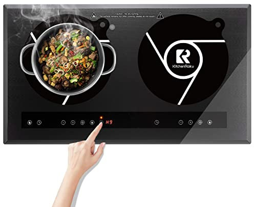 2PCS Induction Hob Protecto r- Induction Cooktop Mat - (Magnetic) Cooktop Scratch Protector - for Induction Stove,Multifunctional Silicone Mats by KitchenRaku (24cm, Black)