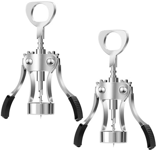 KORCCI Wine Opener, Wine Bottle Opener, Zinc Alloy Wing Corkscrew Heavy Duty, Cork Screw Beer Opener for Bartenders, Multifunctional Bottle Opener for Kitchen, Restaurant, Bar, Waiters (1, Silver)