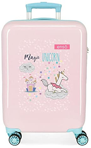 Enso Magic Unicorn Kabinentrolley, Rosa, 38 x 55 x 20 cm, starrer ABS-Kombinationsverschluss, seitlich, 34 l, 2 kg, 4 Räder, Handgepäck