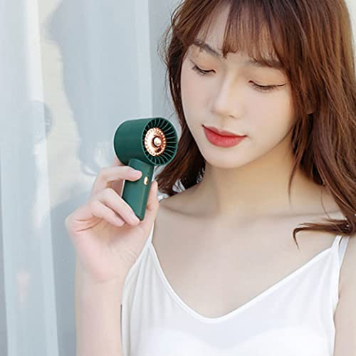 Personal Hand Fan Mini USB Rechargeable Battery Operated, Portable, 3 Speeds, Super Quiet, Lightweight Makeup Rechargeable Fan for Stylish Girl Women Men Indoor Outdoor,Green