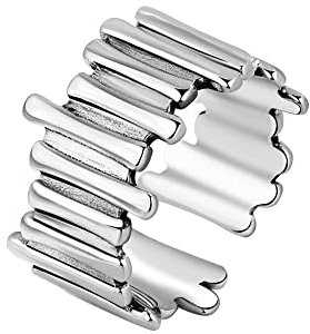 RFEGEF Damenring Silber 925, Vintage Verstellbare Ringe Einfache Unregelmäßige Breite Geometrie Punk S925 Silber Offene Ringe Knöchel-Fingerringe Schmuckgeschenk Eheringe Für Damen