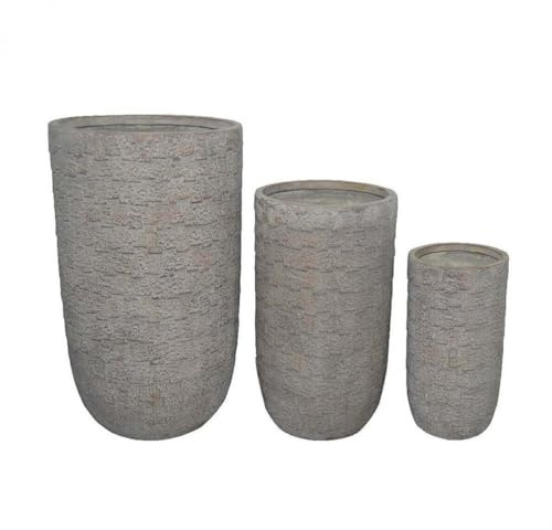 Set 3 Vasi Oleandro in Fibra di argilla Grigio