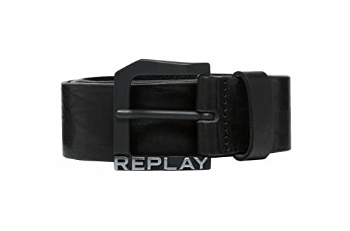 Replay Herren Gürtel aus Leder, Black 098 (Schwarz), 85