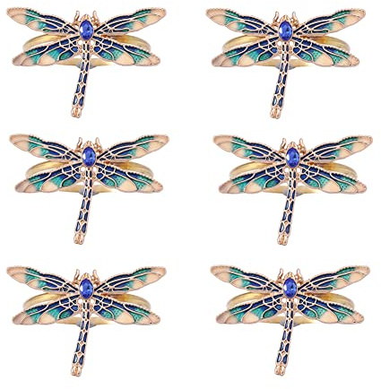 Serviettenringe mit Schmetterlingsmotiv, bunt, Schmetterling, Libelle, Biene, Küchen-Serviettenhalter, Metallschnallen, Esstisch, Dekorationen für Hochzeit, Familie, Urlaub, Party, Dinnerpartys, 6