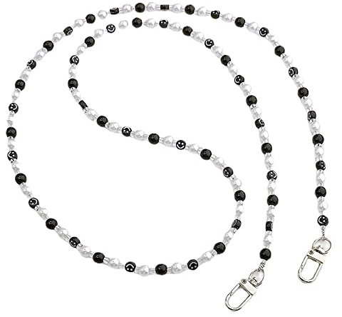 Universale Acryl-Smiley-Perlen Handykette Taschenkette,Handy Lanyard Handy Hülle Anhänger Handgelenkschlaufe Kette Handy Umhängeband Hängen Chain Perlen Telefon Kette Trageriemen für Handy Tasche