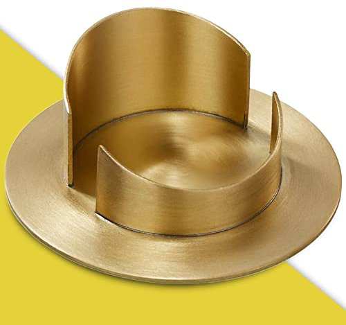 WikaKerzen Kerzenleuchter für Kerzen - Kerzenständer in Silber & Gold gebürstetem Messing Metall - Kerzenhalter für Hochzeits-, Kommunions- & Taufkerzen (Ø 6 cm, Gold)