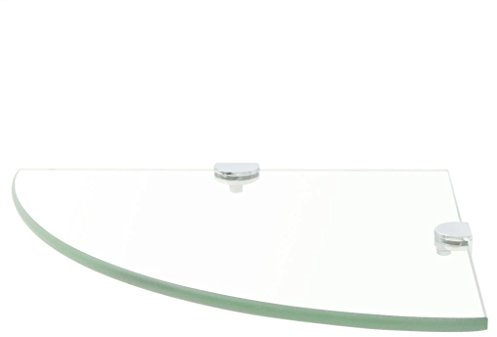 Keketa Eckregal für Badezimmer, Dusche Eckglas Regal mit Chromstützen, Wandmontage Aufbewahrungsregal für Schlafzimmer Küche Büro Gehärtetes Glas Klar 25x25cm