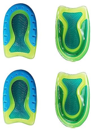 Kids Heel Cups for Heel Pain Sport Shock Absorbing Lightweight Gel Heel Inserts for Kid's with Sensitive Heels, Heel Spurs, Plantar Fasciitis, or Ankle Pain (2 Pairs Kid's Size 3-7 / Women 4-8)