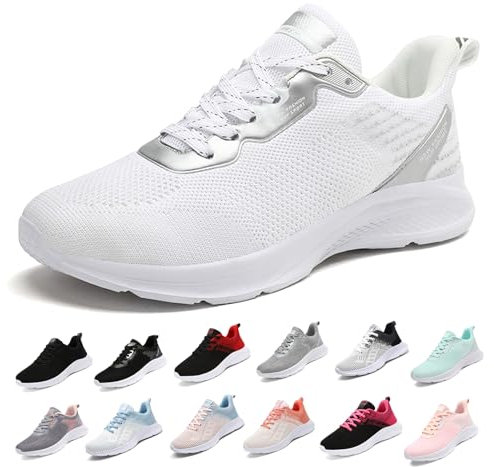 MIDQCGL Uomo Donna Scarpe Sportive Donna Scarpe da Ginnastica Corsa Sportive Fitness Running Sneakers Scarpe Basse Casual Walking Trainers Leggero ed Eleganti 208 White 41EU