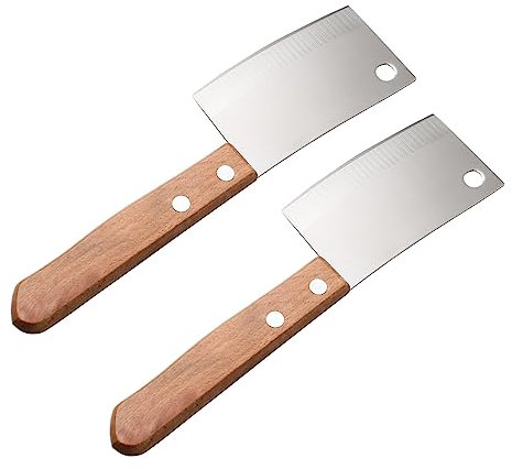 DOITOOL 2 Pz Coltello Da Burro Carne Vegetale Taglierina Per Affettare Formaggio Mannaia Affettatrice in Acciaio Inox Coltello Multifunzionale Maniglia Acciaio Inossidabile Mini Grattugia