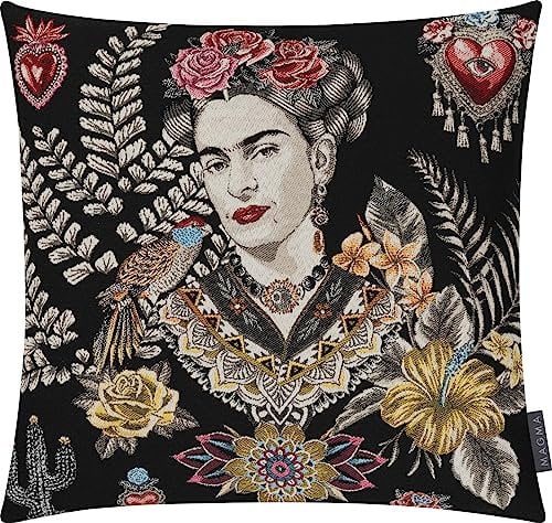 MAGMA Kissenhülle Kissenbezug Frida Kahlo mexikanische Malerin bunt ca. 45x45cm samtig weiche Rückseite Wendekissenhülle