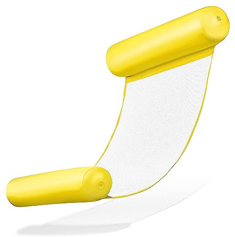 Balinco - Materassino gonfiabile per adulti, giocattolo acquatico, adatto per bambini, amaca da utilizzare nell’acqua per rilassarsi e per feste in piscina (gialla)