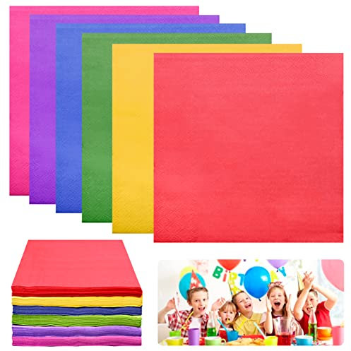 Bunte Papierservietten, 120 Stück Servietten Hochzeit Cocktailservietten Getränke Papierservietten Paper Napkins für Kinder Party Geburtstag Tischdecke, 33x33cm
