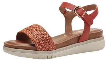 Tamaris Damen Plateau Sandalen Textile Vegan Sommer; ORANGE/orange; 37