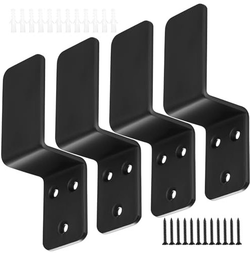 Barrera de Puerta 1,5x2,5, 4 Piezas Soportes de Ángulo en Forma de Z, Sistemas de Seguridad de Metal para Puertas, Soportes de Acero 1,5x2,5para Trabajos de Carpintería Deslizante
