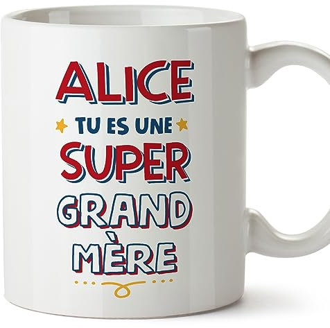 Mugffins Tasses Personnalisables pour GRAND-MÈRE/MAMIE - En Français - Cadeau Personalisé- Tu es Super - 11 oz / 330 ml