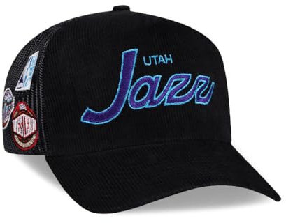 Mitchell & Ness Utah Jazz Times up Black Cord Hardwood Classic Trucker Snapback Cap