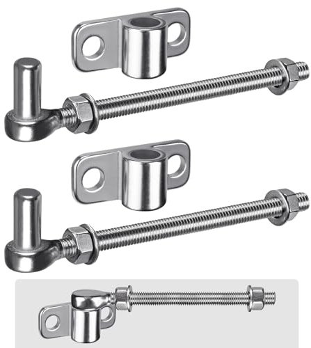 Insaga Torscharnier M12, 2er Schwerlast Gartentor Scharnier 16mm Kloben J-haken zu Bolzen mit Horizontal Augen Platte Edelstahl Zauntor Torangel Verstellbar zum Schraube für Hoftor/Holzzaun, 200mm