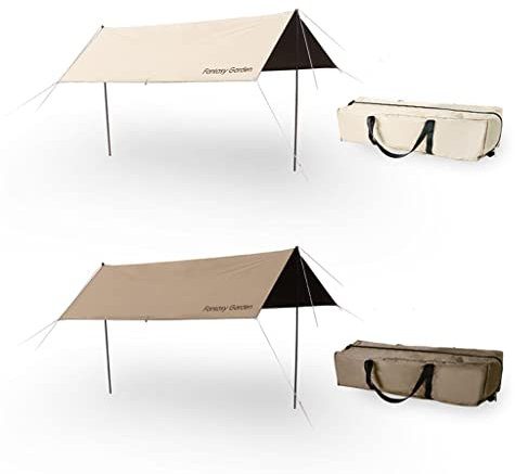 MekUk Vorzelte Camping -TARP -Schutz 4m x 3m leicht UV Schutz und PU 4000 mm wasserdicht, Baldachin for Strand, Camping, Fischen, Picknick (Color : Beige)