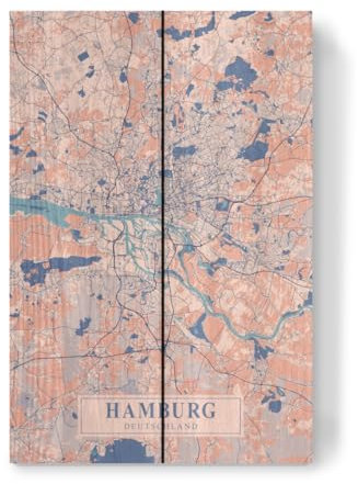 artboxONE Holzbild 30x20 cm Städte/Hamburg Hamburger CityMap von Künstler Webwald
