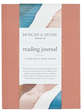 DUNCAN & STONE PAPER CO. Journal de lecture pour les amateurs de livres (rose poudré) – Journal à couverture rigide en lin pour journal de livre – Carnet de notes facile pour écrivains