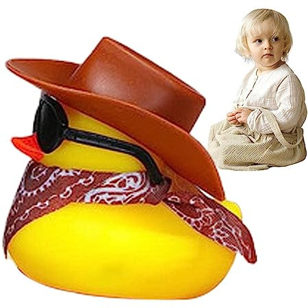 Cowboy-Quietscheente – Gummiente Für Das Armaturenbrett Auto | Lustige Badeente Mit Cowboyhut | Neuartige Badeente Mit Cowboyhut, Schal Und Sonnenbrille | Badewannen-Zubehör, Spielzeug-Ornament