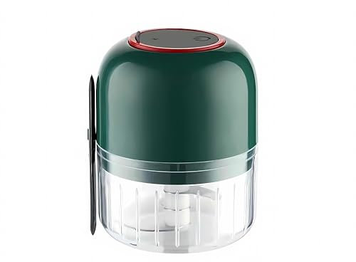 EUROXANTY Picadora de Carne | Licuadora portátil con Batería recargable | Picadora automática para Cebolla, Hielo y Frutos secos | Mini-Picadora eléctrica con Cuchillas de Acero inoxidable (Verde)