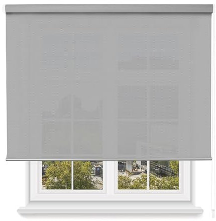 MERCURY TEXTIL- Estor Enrollable Screen Apertura 5% Proporciona Intimidad. Estor Screen para Puertas y Ventanas. Aislante Térmico, Translucidos.Instalación en Pared y Techo (135x200cm, Gris)