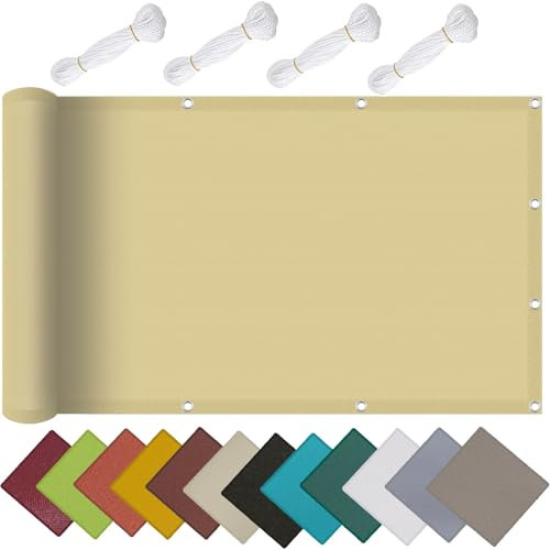 Tenda a Vela,Tenda a Vela Parasole, 4 x 9 m Resistente Ai Raggi Uv,Antivento, Telo Ombreggiante Parasole,Panno Ombra, con Fune, per Giardino, Balcone, Piscina, Color Crema