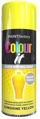 AlezyB - 12 x Sunshine Yellow 400ml All Purpose Spray Paint | Use on Metal, Wood, Plastic and Multipurpose Aerosol Professional Quality Perfect Finish, for Interior Exterior and Excellent Coverage