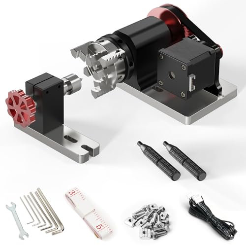 Twotrees CNC-Drehmodul-Kit für TTC450, TTC450 Pro, Lasergravierer Y-Achsen-Drehwalze mit 360°-Drehung zum Lasergravieren von zylindrischen Objekten, Dosen, Drehachsen-Drehkit