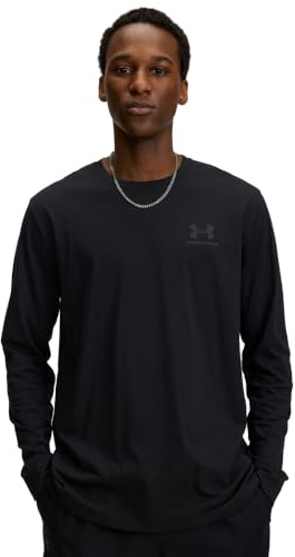 Under Armour Herren Sportstyle Left Chest Kurzarmshirt, weiches Sportshirt mit Logo und Rundhals, schnelltrocknendes Funktionsshirt aus Baumwollmix,Black / / Pitch Gray,MD