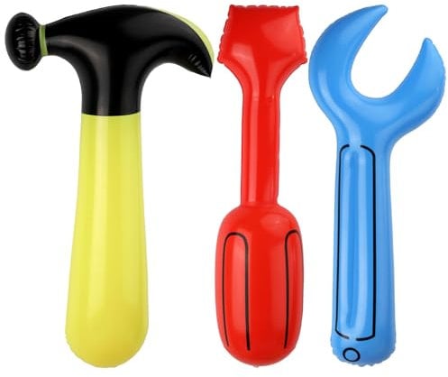 3 Pcs Inflatable Tools Toys, Inflatable Tools Party Balloon Decor Inflatable Tool Set Blow Up Hammer Wrench Screwdriver Toy for Construction Party Inflatable Decoration
