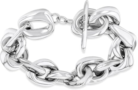 Calvin Klein Statement Links Damen Armband aus Stahl und Messing verchromt, One Size, ionischer Chromstahl und Messing ionisch verchromt, No Edelstein, One Size, Chrom-Ionen Stahl und Messing Messing