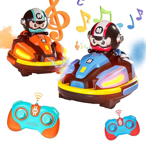 OBEST Remote Control Bumper Cars Toys for Kids, 2 Pack Battle Car Toy Switchable Speeds with Spray & Music & Lights, Speed Bumper Cars Games Christmas Birthday Gifts