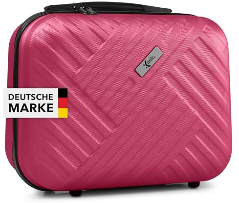 Xonic® Design Kosmetikkoffer aus ABS Hartschale – Robustes Beautycase als Handgepäck - Kosmetiktasche für Reisen – leicht & stabil (Neon Light Pink)