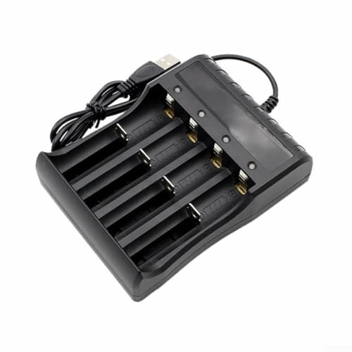 UTTASU Rechargeable Batteries with Charger for 14500 18500 26650 3.7V Batteries Single Dual Slot with Telescopic Spring Intelligent IC for PROTECTION ABS Housing LED Indicator(Four slots)